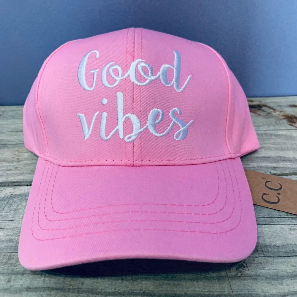Pink good vibes women's hat